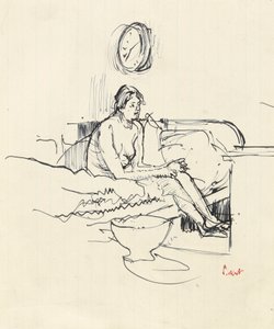 Girl seated on a bed by Walter Richard Sickert